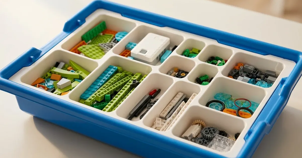 Базовый конструктор РобоГуру, совместимый с WeDo 2.0, в синей коробке с сортировочными лотками